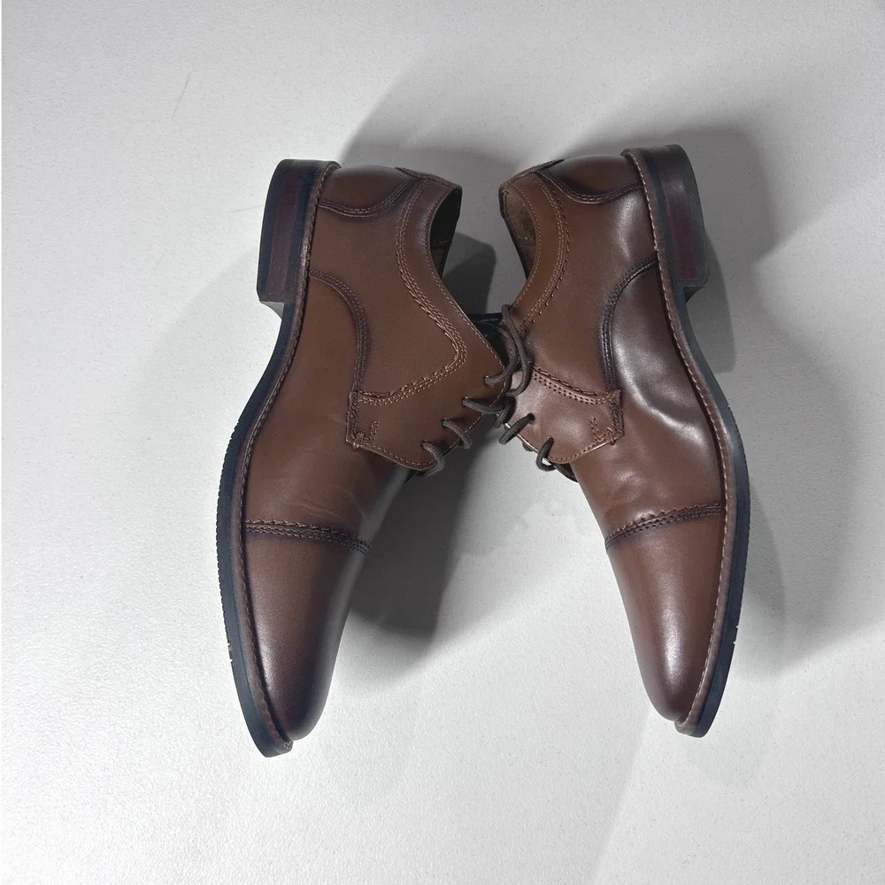 Nunn Bush Mens Brown Leather Cap Toe Oxford Dress‎ Shoes Size 9 1/2 Wide NWOB